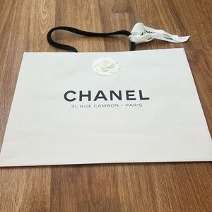 Chanel shopping gift bag ribbon and flower ONLY AVAILABLE Paris White camellia